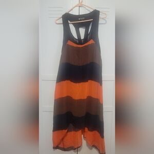 Striped Brown and Orange Dress